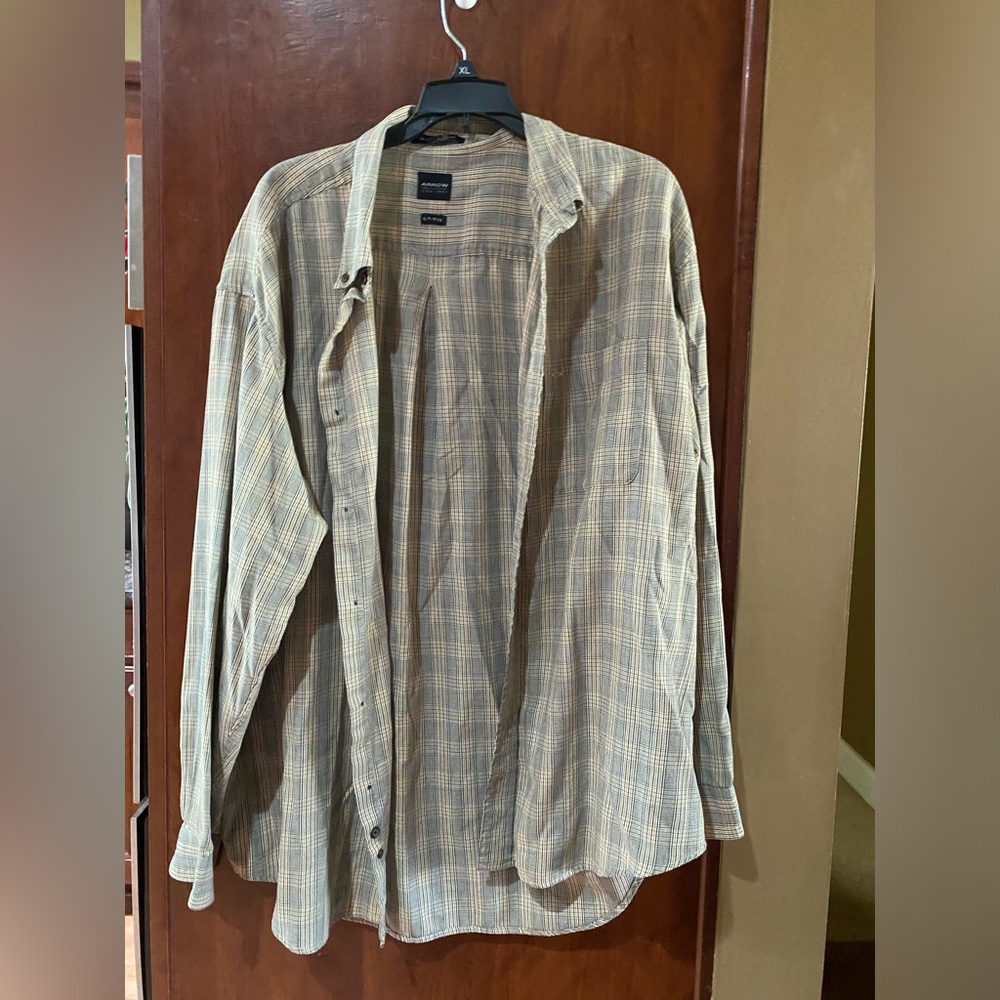 Arrow Men's Casual Button Down Shirt - Beige Plaid